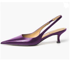 FSJ Violet Kitten Heel Slingback Pointy Toe Sexy Sandals Dress Party Shoes